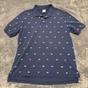 Brooks Brothers 346 Mens Navy Blue Nautical Signal Flag Pattern Polo Shirt L